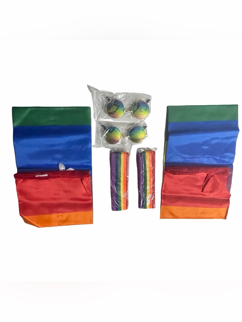 Rainbow Pride set For 2. Set Includes Sweatbands, Glasses, and Flags (PD1)